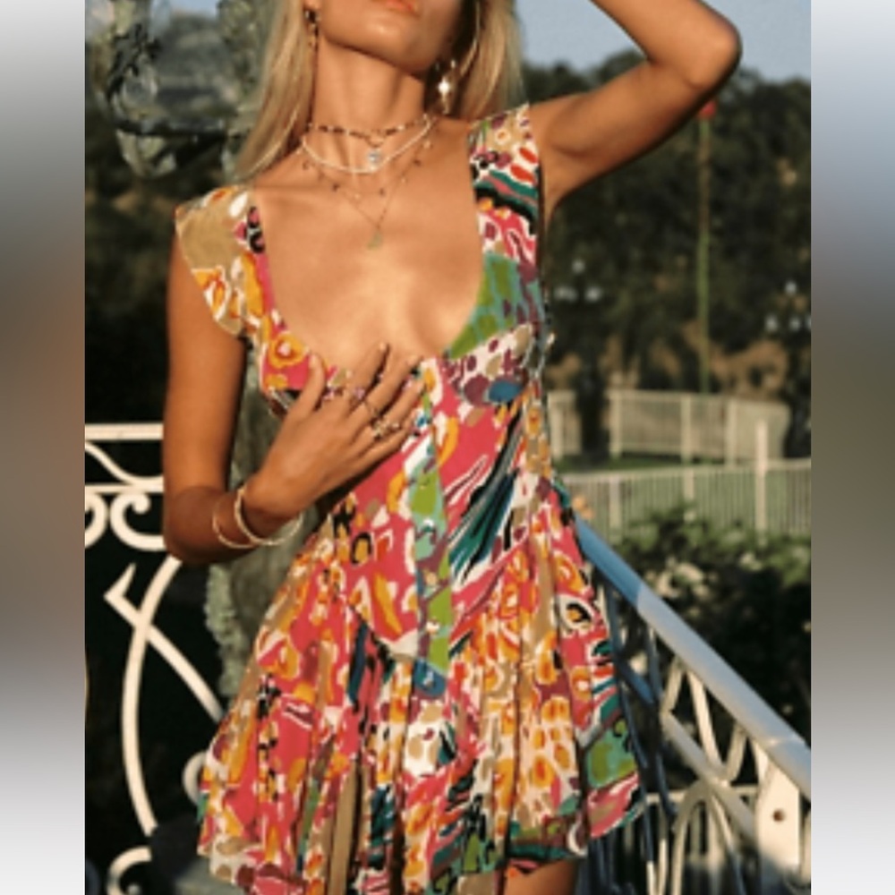 Vanessa Mooney Elisabeth Romper Dress 80s Print Size XS NWT